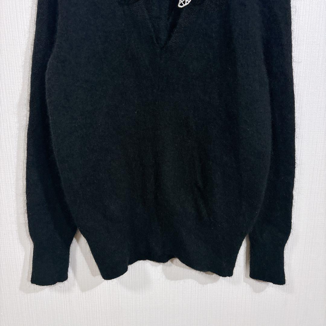 sandro サンドロ　アルパカ　シャギー　ニット　レースカラー　ブラック