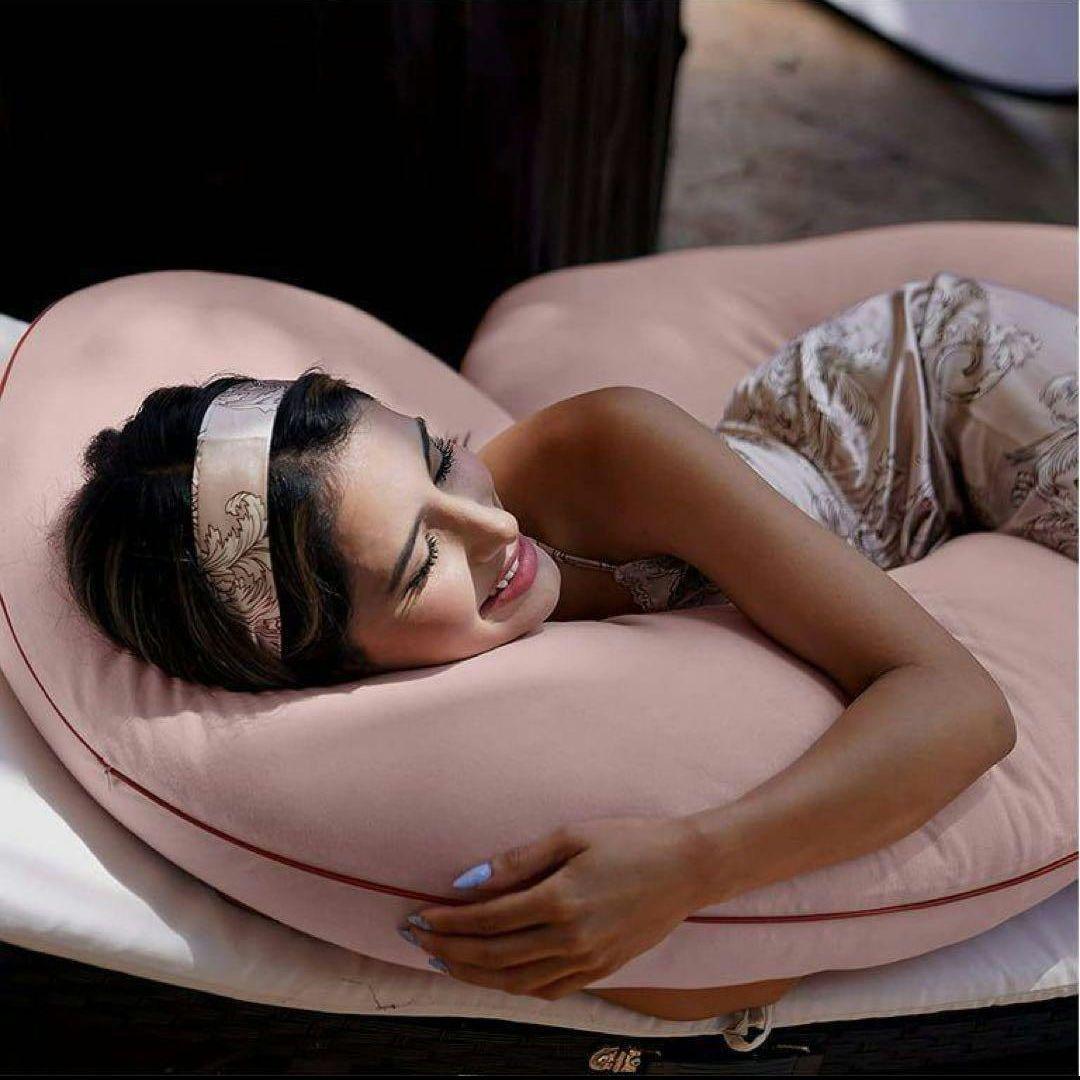 C型 抱き枕 フィット 快眠グッズ 妊婦 ストレス軽減 マルチユース ピンク