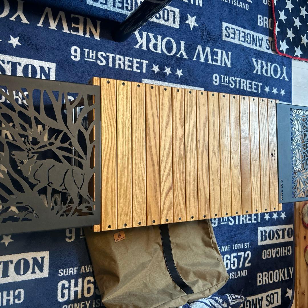 kimiキャンプ折りたたみ木製アウトドアテーブル＋ケース付き