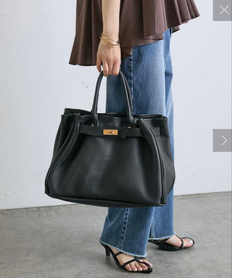 pual be cin レザー ブラック トートバッグ ショルダー付き