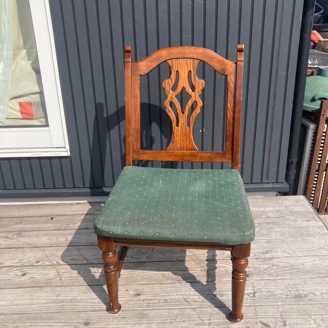 アンティーク 木製椅子 彫刻装飾 アームレスチェア ダイニングチェア ビンテージ