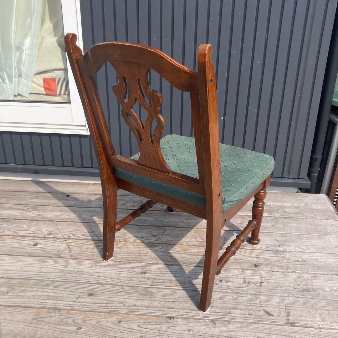 アンティーク 木製椅子 彫刻装飾 アームレスチェア ダイニングチェア ビンテージ