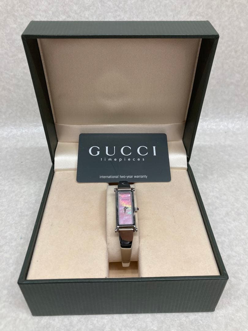 美品　GUCCI グッチ　腕時計　バングルウォッチ　レディース　ピンクシエル