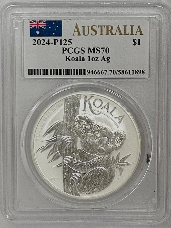 2024年 オーストラリア　コアラ PCGS MS70 1$1oz