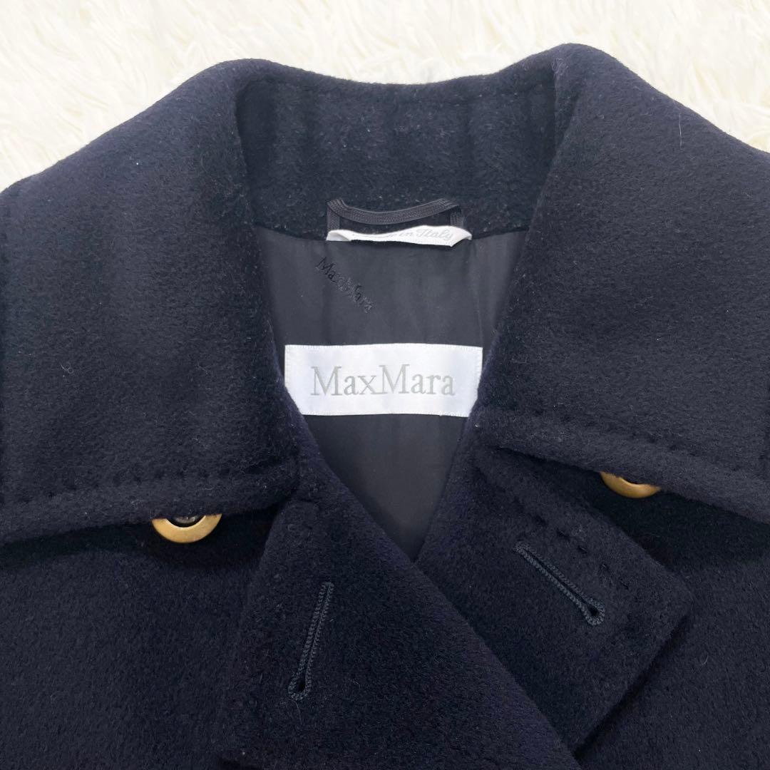 【ていぼん】MaxMara 白タグ カシミヤ混 Pコート 金ボタン