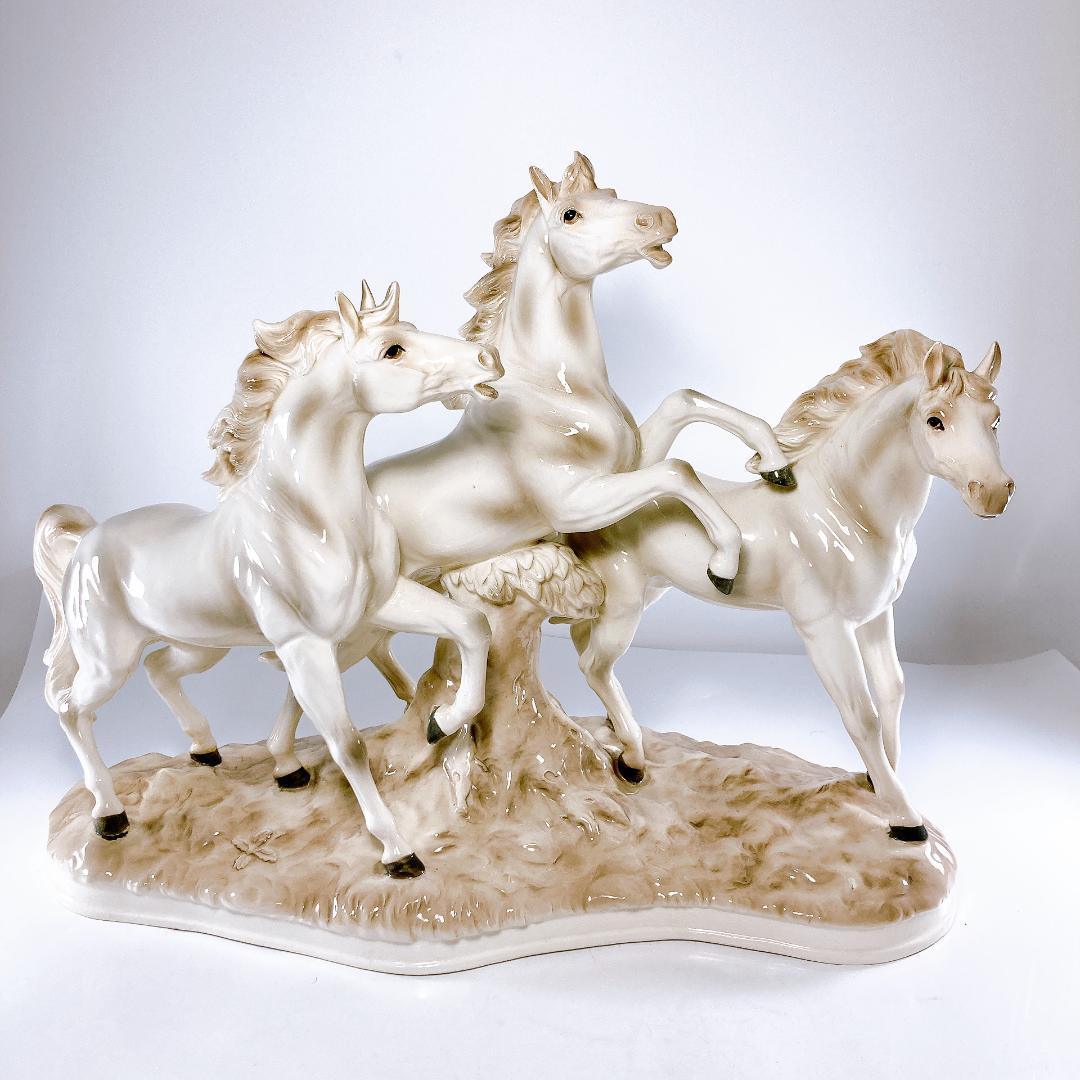 アルトマン ECHT ALTMANN 白馬 3頭 オブジェ（置物）　馬・ホース