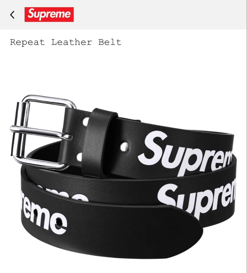 小物 Supreme Repeat Leather Belt Black