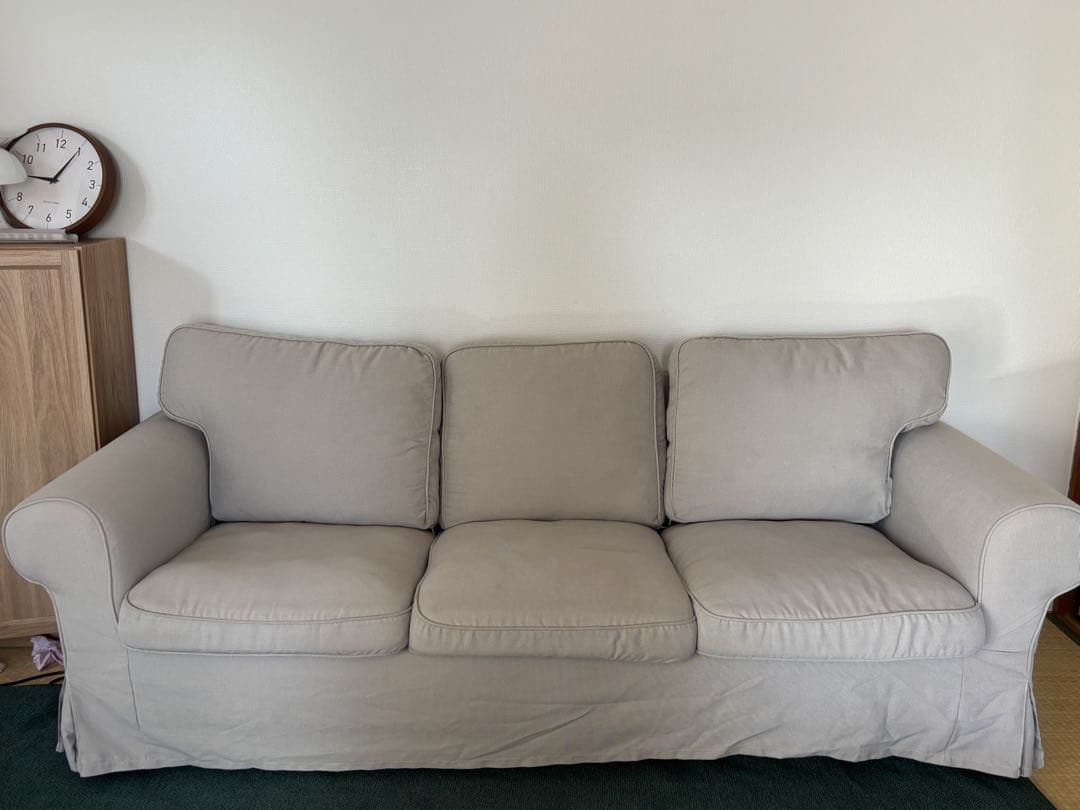 【IKEA エークトルプ】ライトグレー 3人掛けソファ