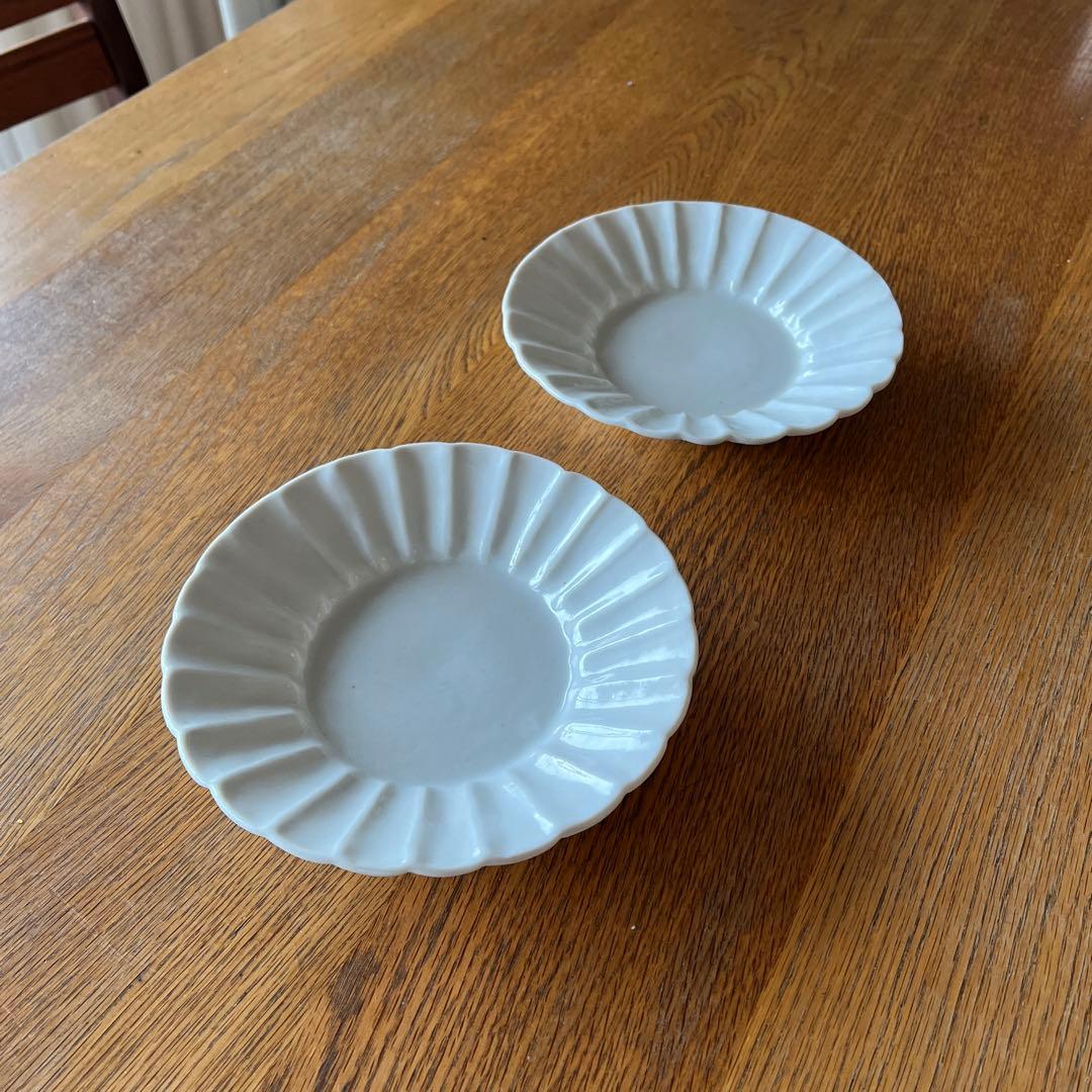 伊藤聡信　白磁輪花皿　2枚セット