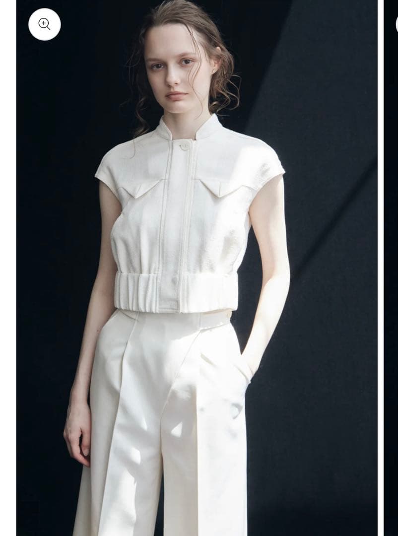 トップス L'AUBE BLANC French Sleeve Tweed Blouson