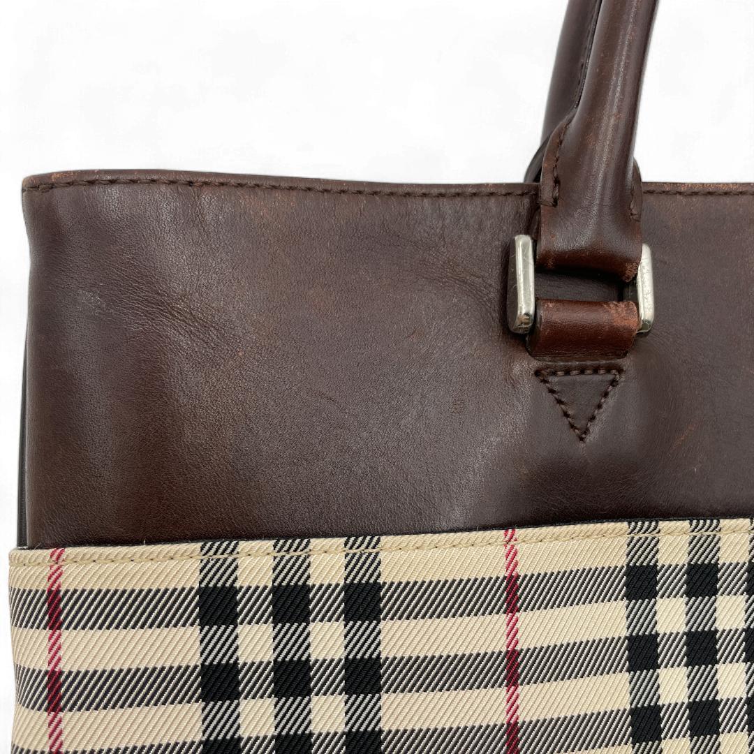 BURBERRY トートバッグ キャンバス レザー ノバチェック ロゴプレート