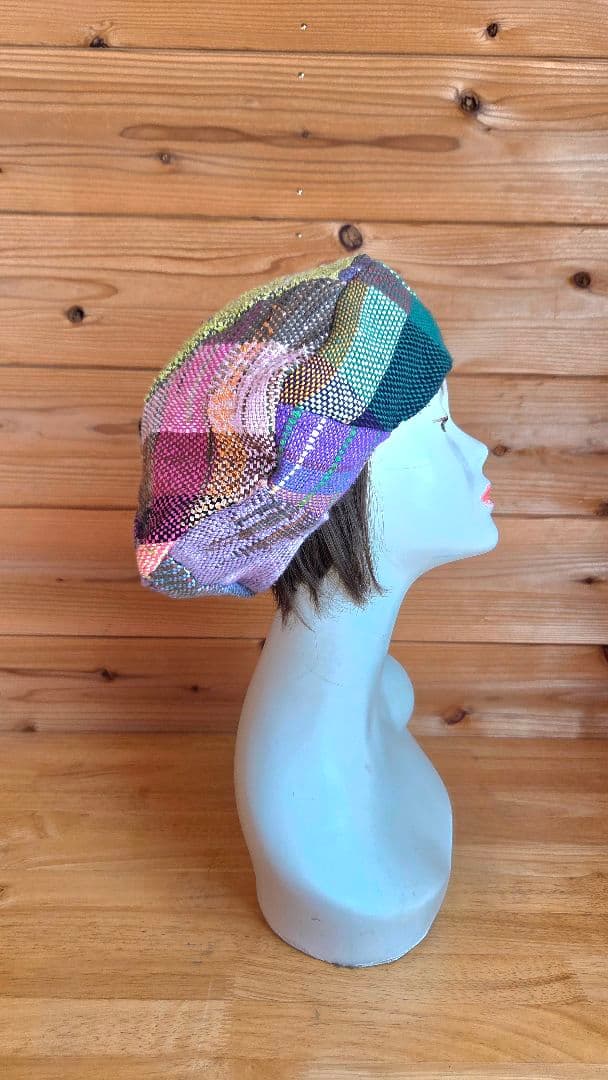 パッチワーク ベレー帽 マルチカラー