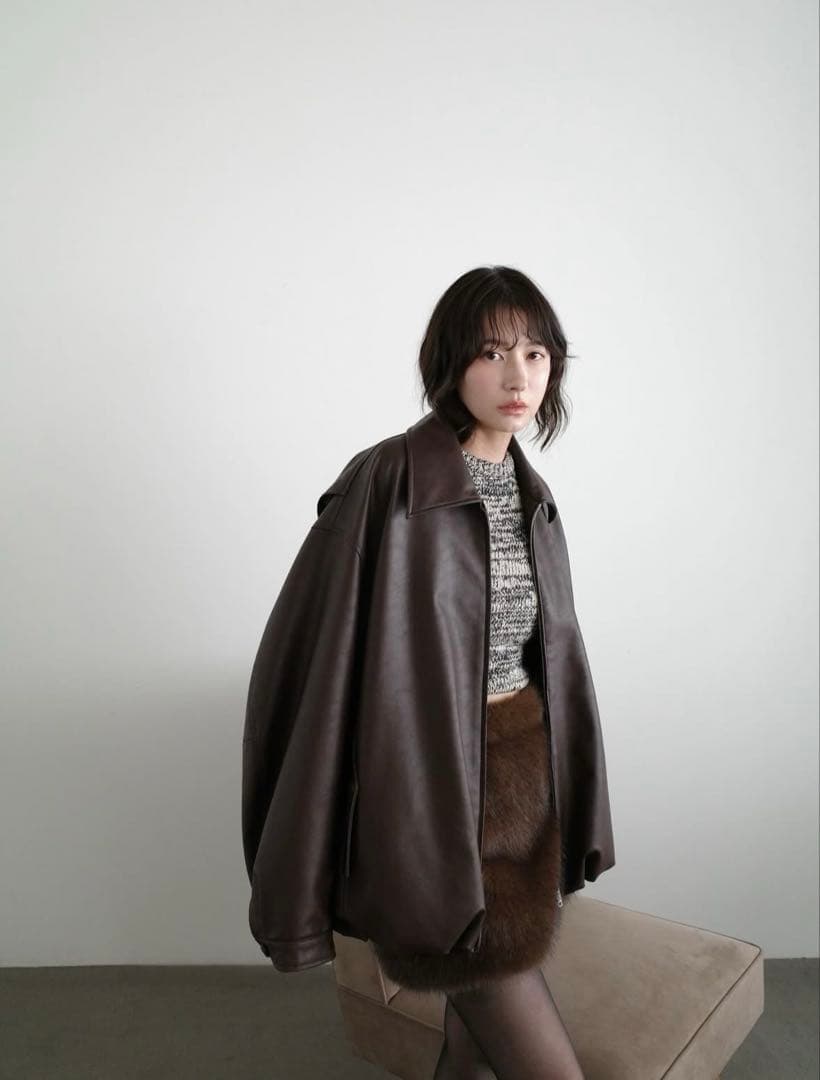 【新品未使用】FAKE LEATHER BALLOON JACKET