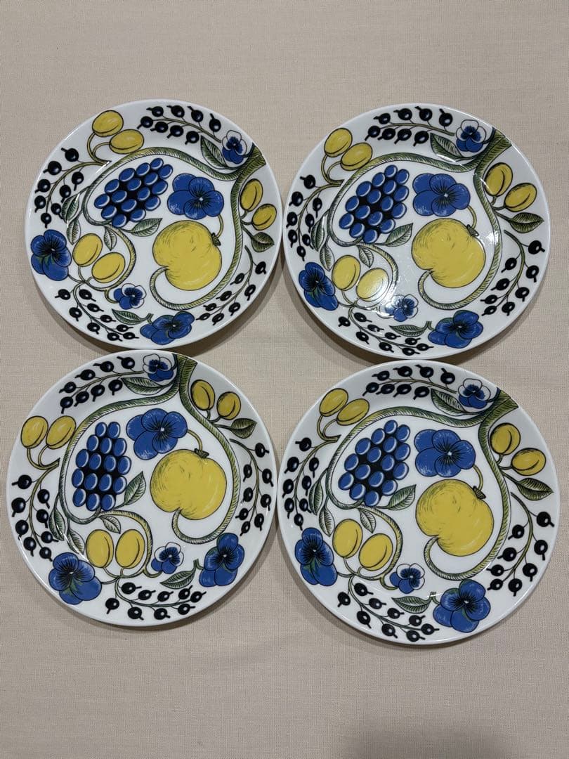 旧ロゴ アラビア ARABIA パラティッシ イエロー 21cmプレート 4枚