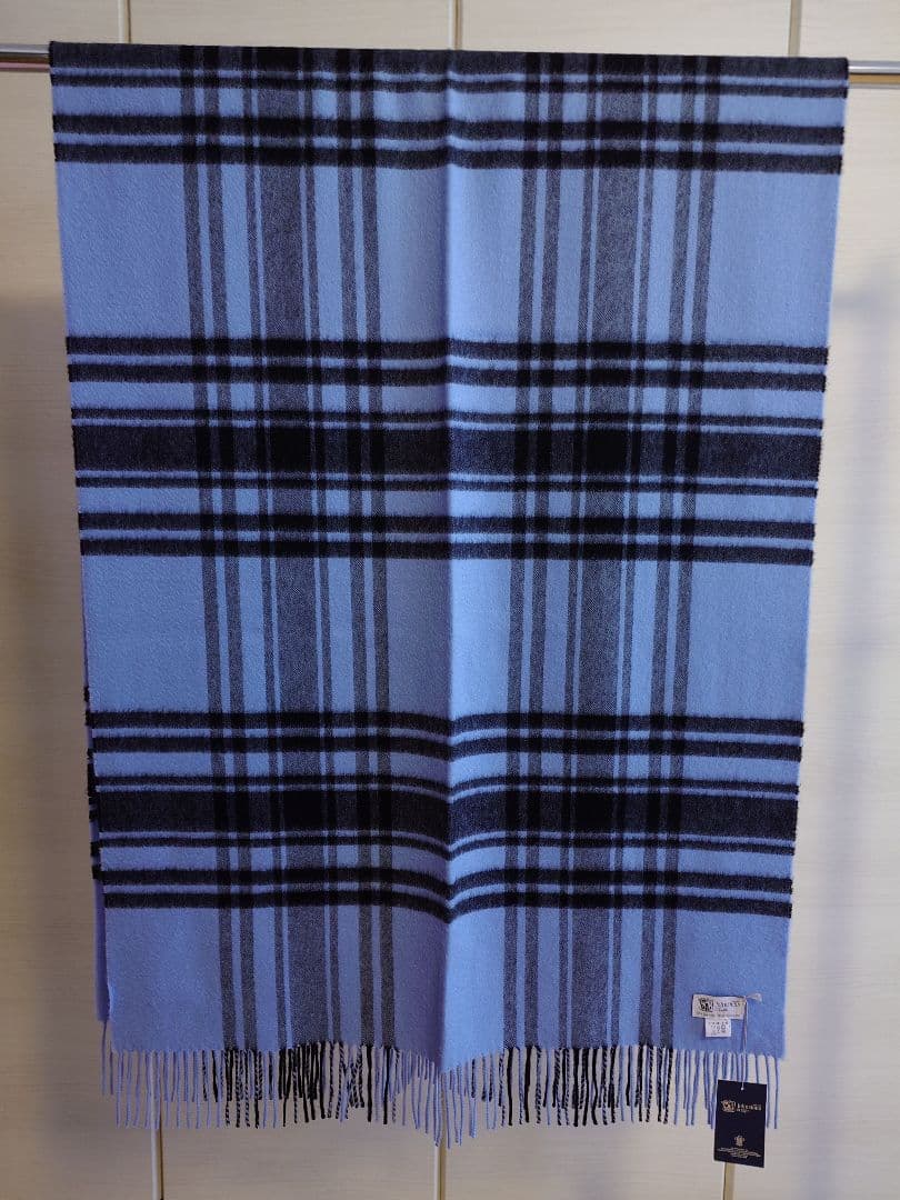 最終お値下 Johnstonsジョンストンズ 大判 カシミヤ ストール ブルー