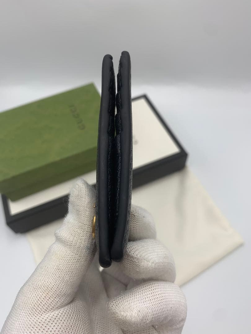 GUCCI 二つ折り財布 GGマーモント グッチ レザー ブラック 黒