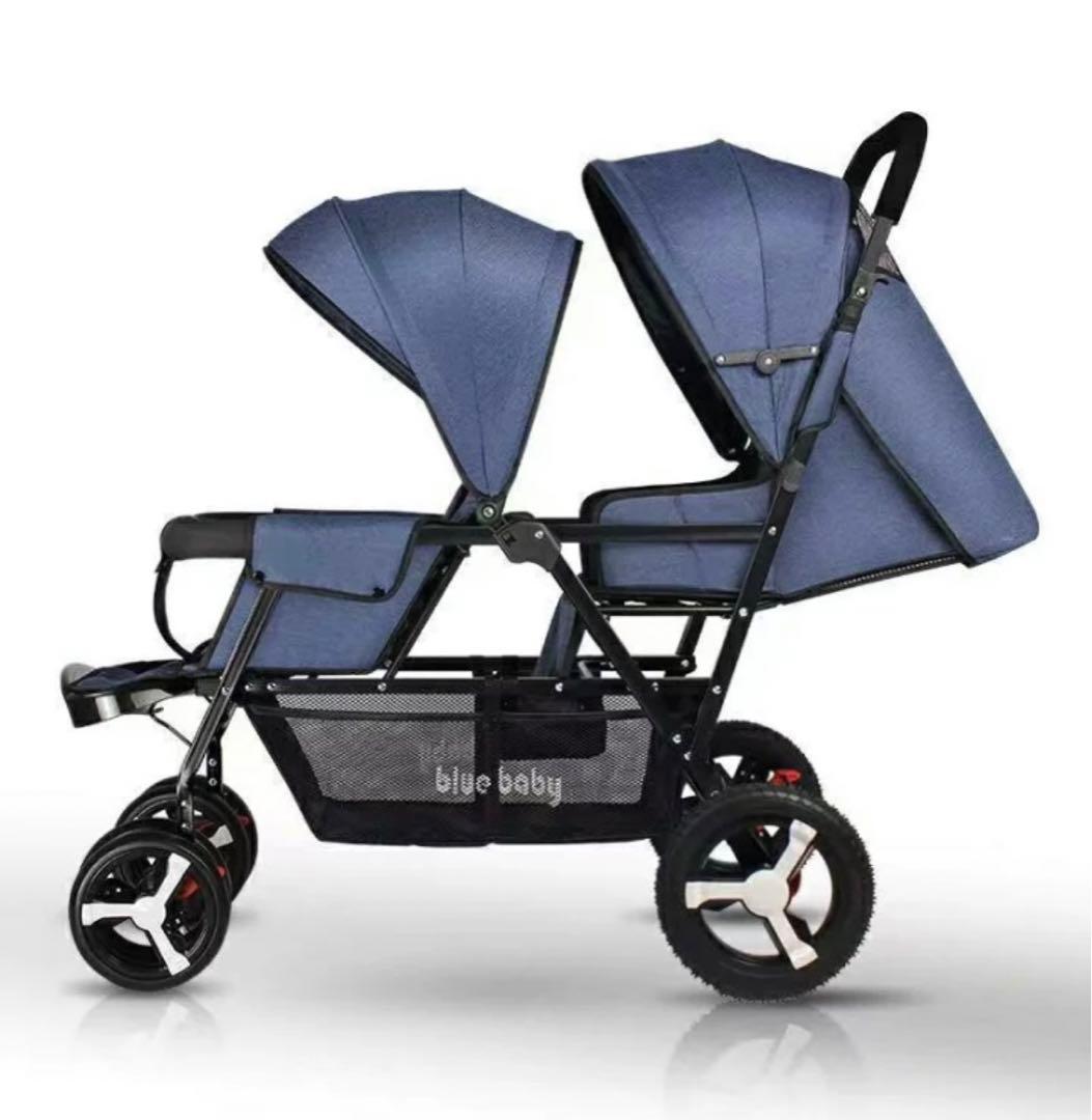 M*.様 blue baby ダブルベビーカー ネイビー 双子ベビーカー