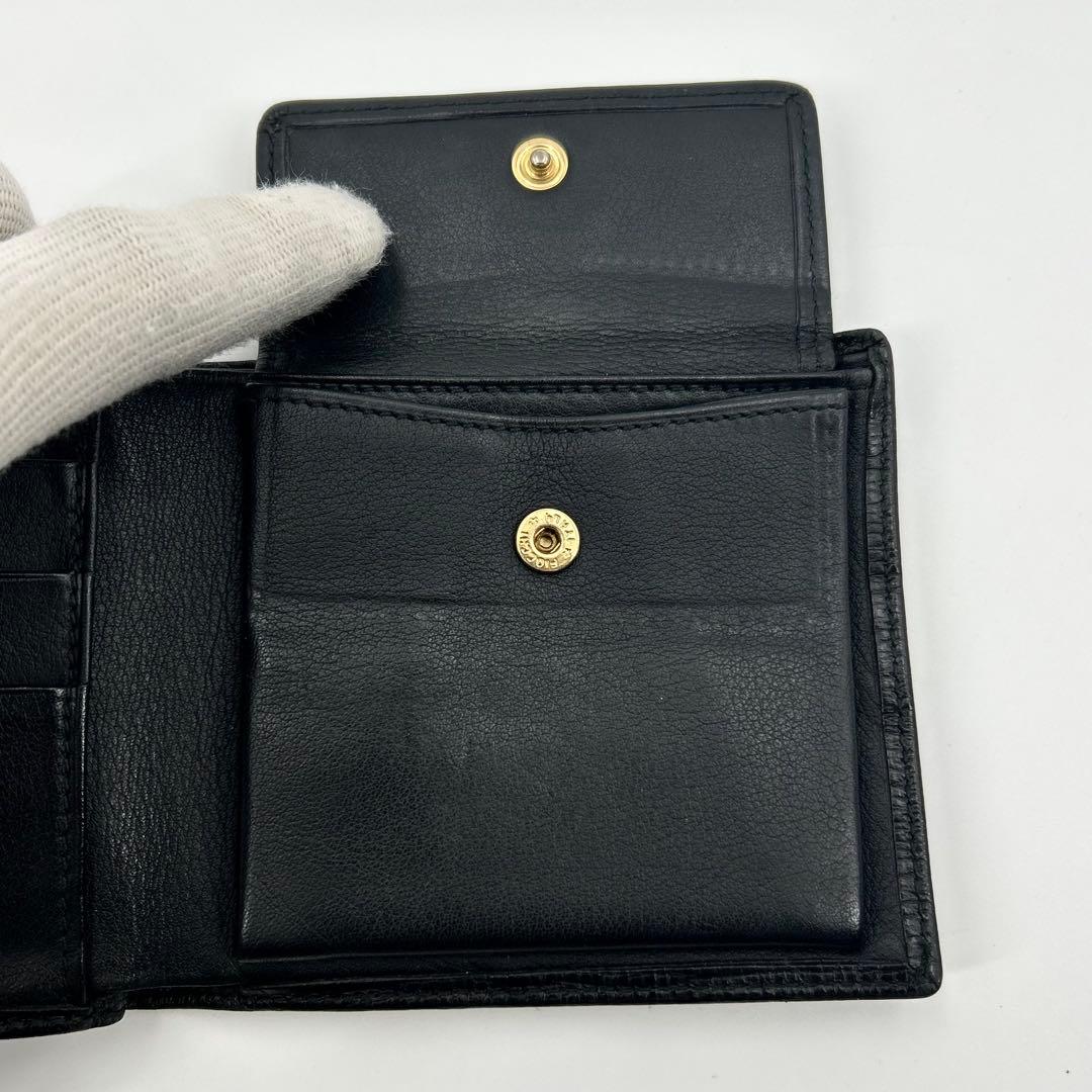 ロエベ 折り財布 アナグラム ロゴ レザー ブラック メンズ