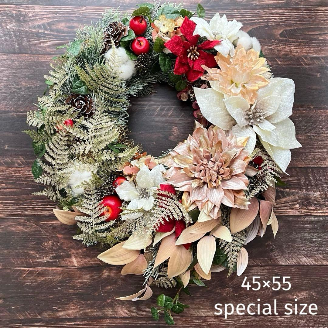 No.25_ 104優美に煌めくクリスマスリース/特大サイズ/冬/造花