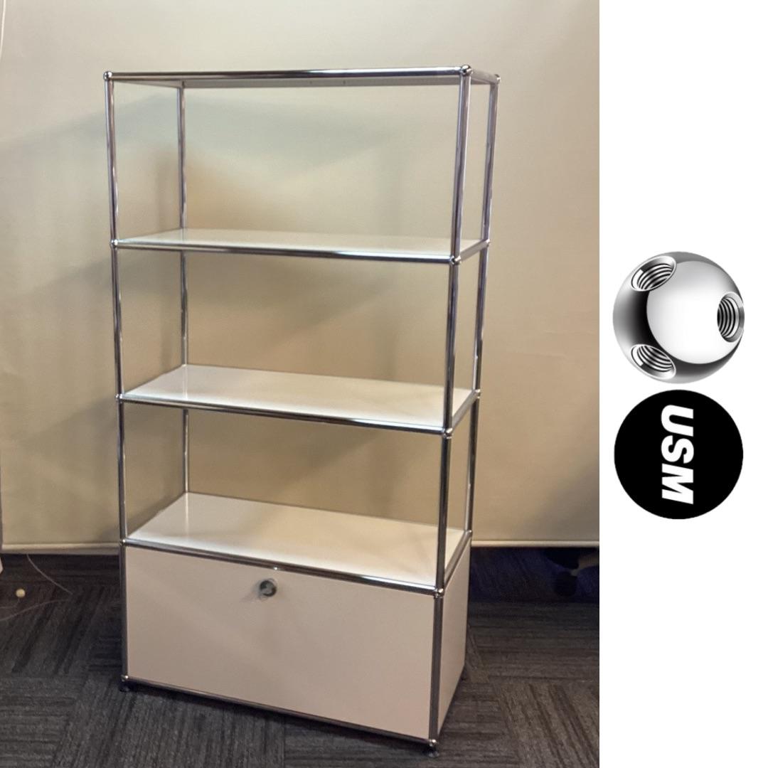 USMハラー ４段 オープンキャビネット シェルフ ピュアホワイト　引き出し