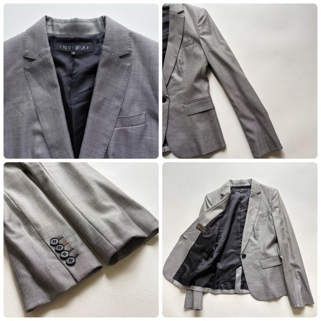 ＊美品【インディヴィ】パンツスーツ　ロロピアーナ　グレー スーツ セットアップ