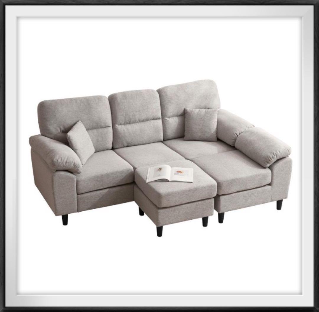 新品　ソファ　ソファー　ソファセット　3人掛け　大型　多機能　グレー