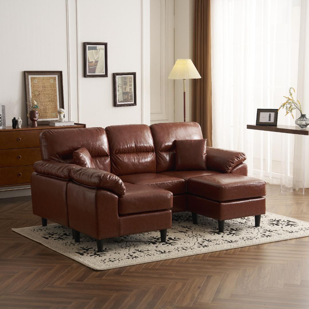 超人気！ ソファーセット 2-5人掛け クッション付き 肘付き Brown