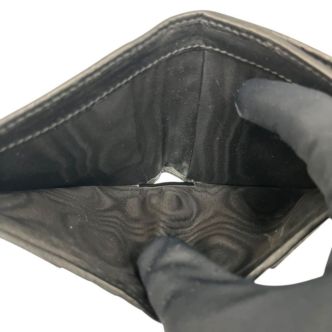 希少✨グッチ 二つ折り財布 GG マイクロシマ ロゴ型押し レザー ブラック