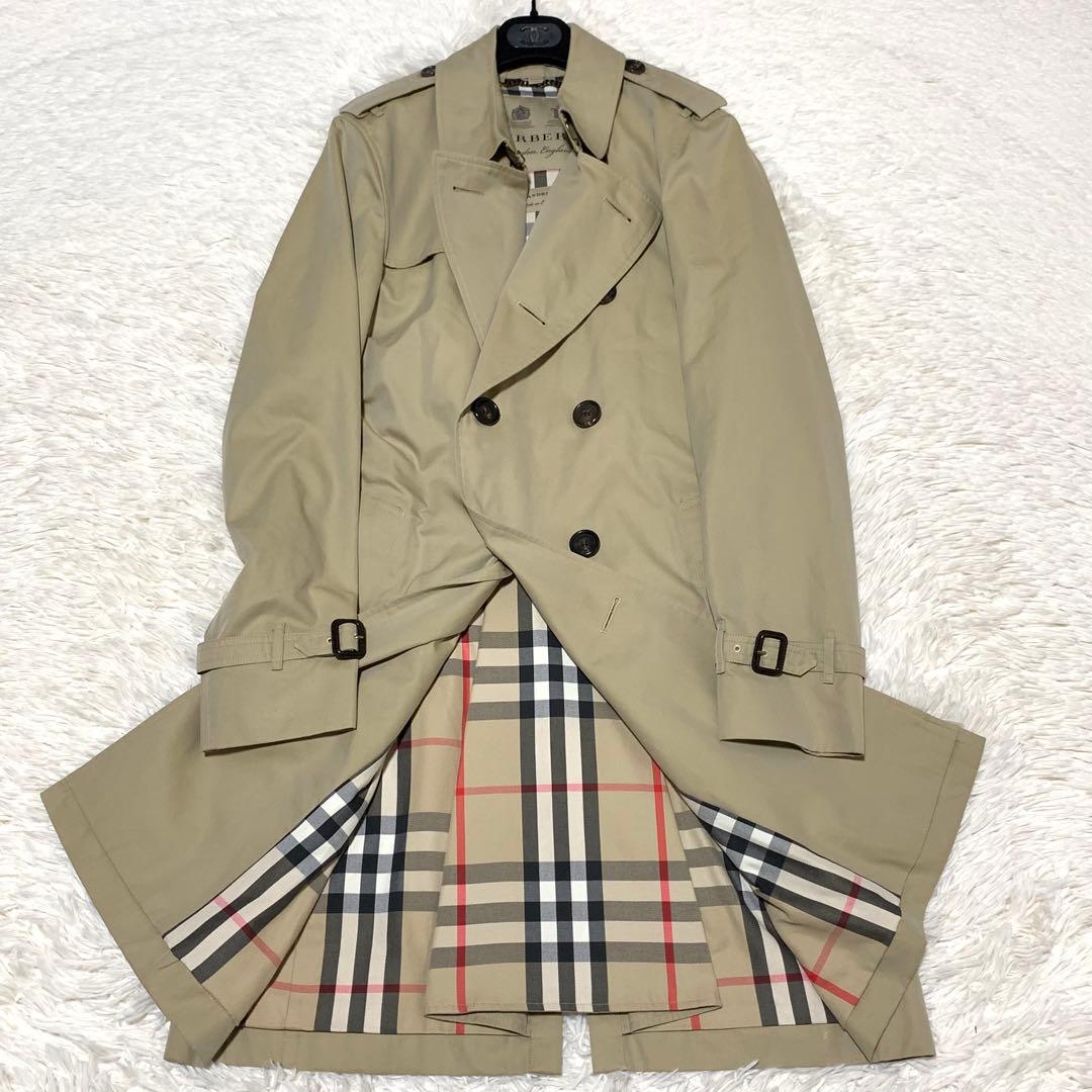 美品　バーバリー　サンドリンガム トレンチコート　ロング丈　メガチェック