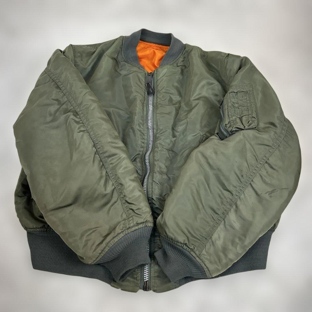 レア 80s USA製 ALPHA MA-1 フライトジャケット 三本線タグ L