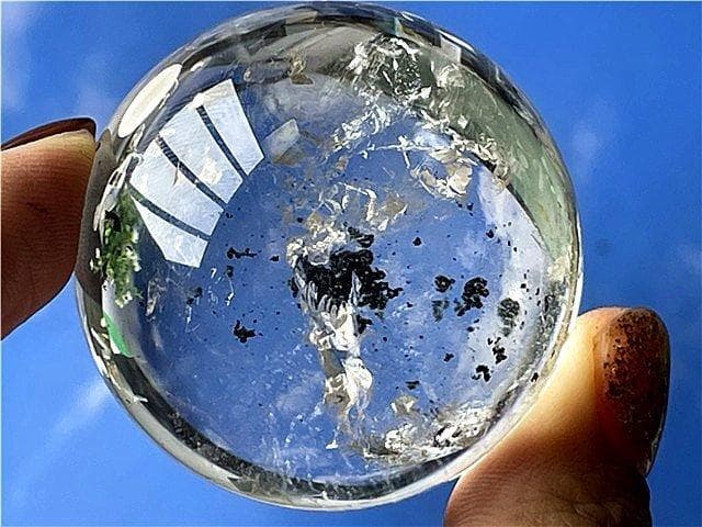 AAA級★天然レインボー水晶丸玉B88B1/198B06C