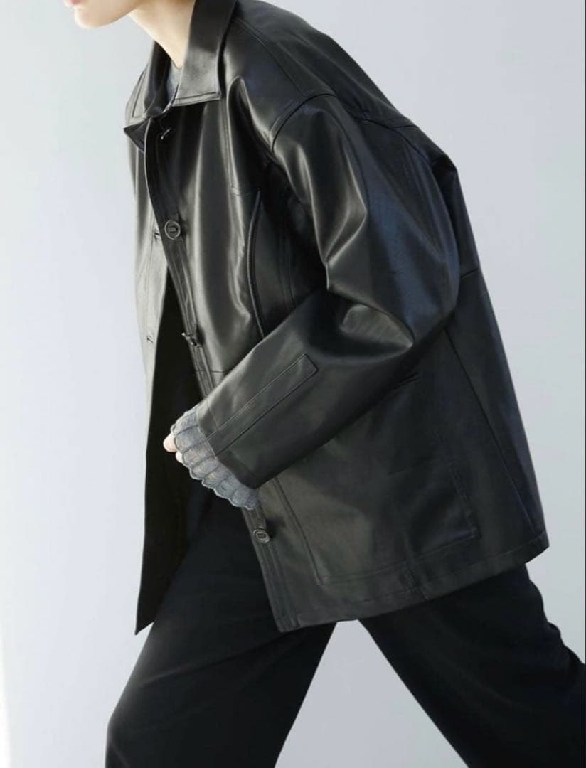 LA PEAU DE GEM. エコレザーカバーオール ブラック