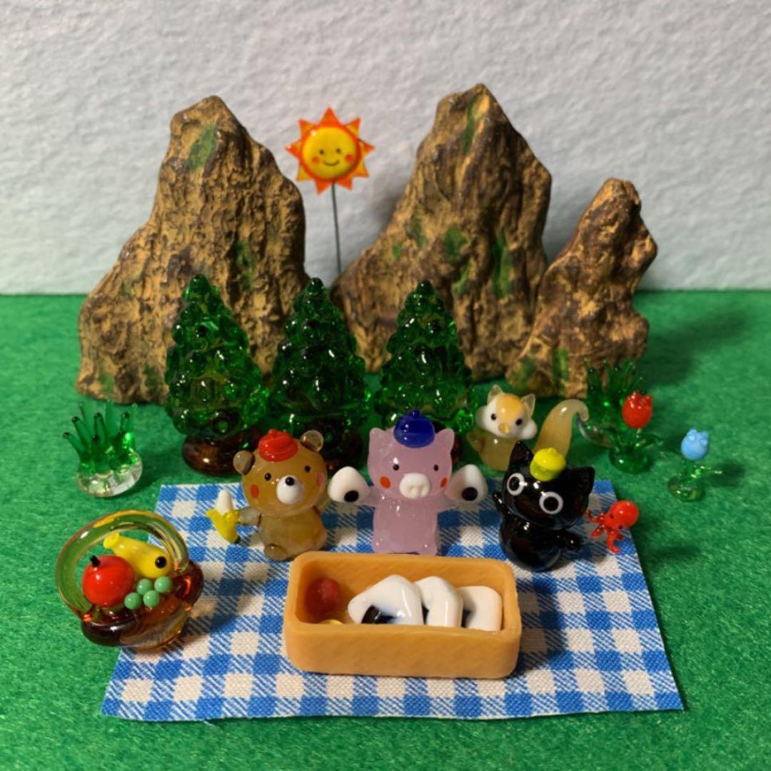 ガラス細工　ミニチュア　ピクニック