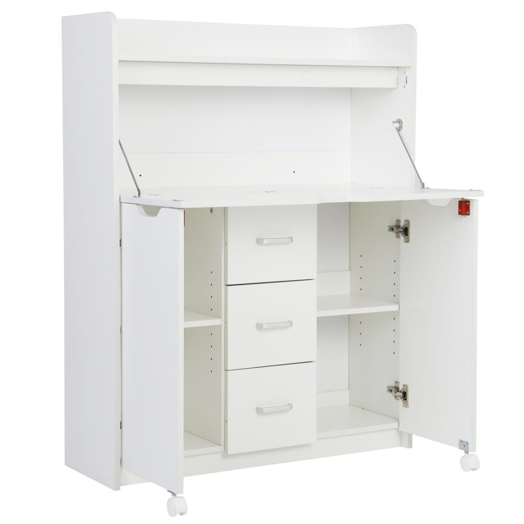 【ホワイト】学習机デスクパソコンデスク勉強机折り畳み天板引き出pcデスク