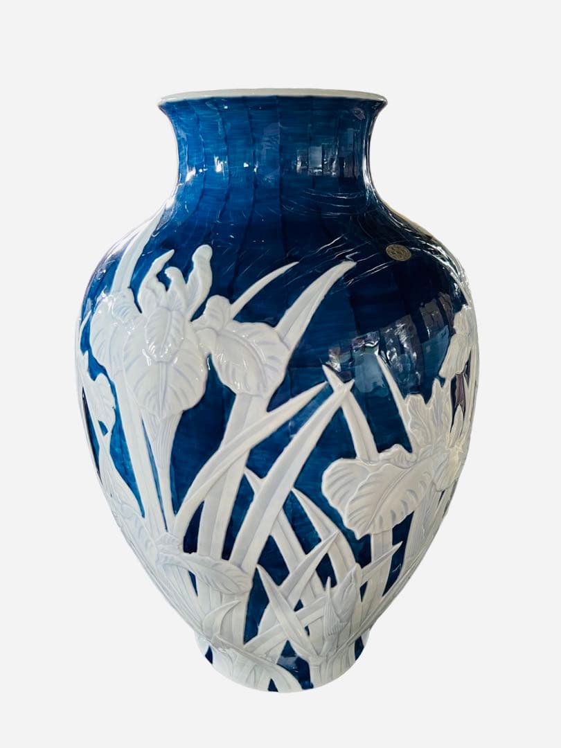 セール‼️アンティーク 有田焼 手描き 陽刻 蘭 壺 花瓶