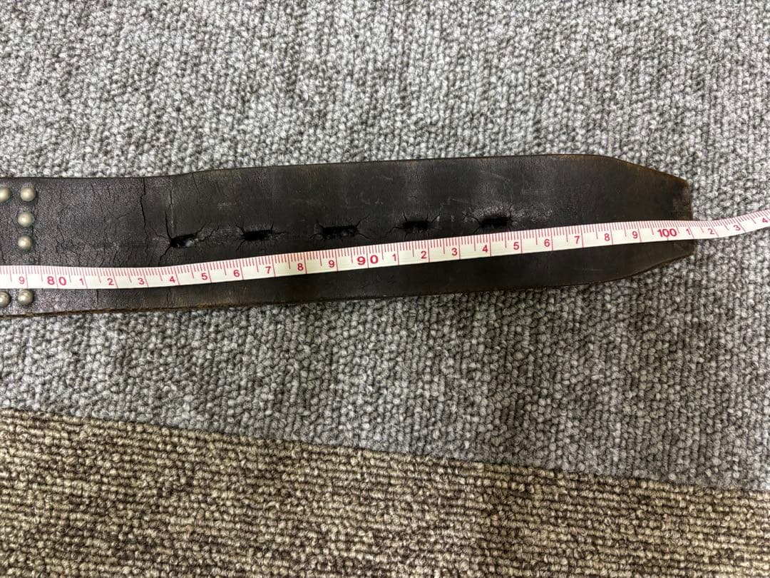 HTC スタッズ付きレザー ベルト 黒 vintageレザー