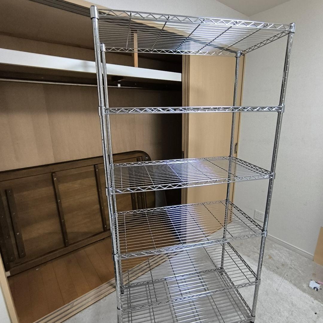 【幅90cm】スチールラック 5段 シルバー 棚板1枚追加済み　値引き交渉可
