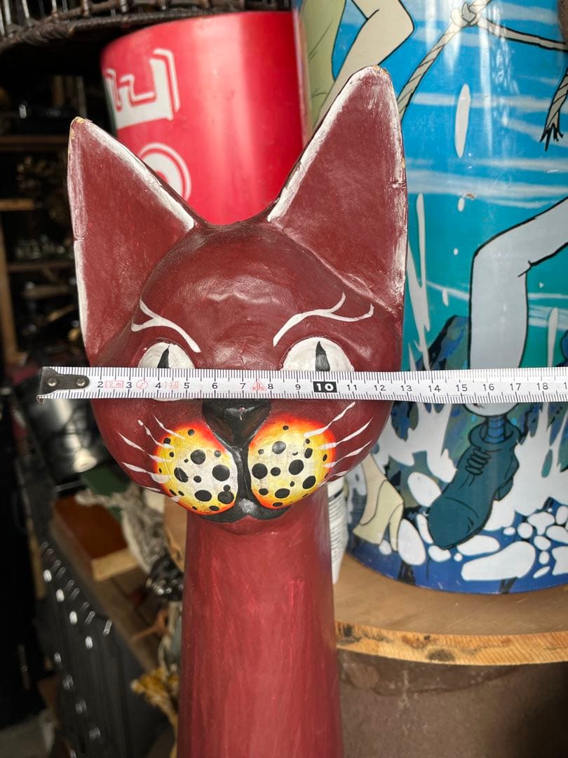 Rickです 木彫りのバリネコ 、149センチ、エスニック 、玄関 置物