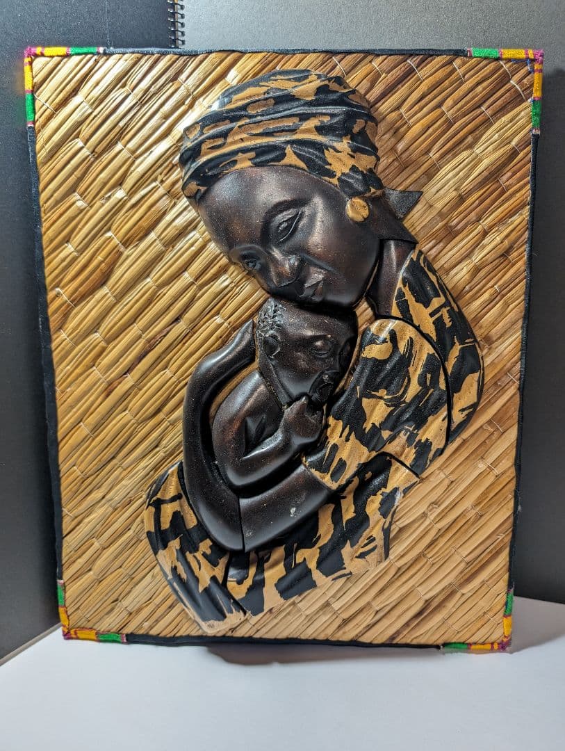 アフリカンアート、母子像、お土産品、ガーナ製