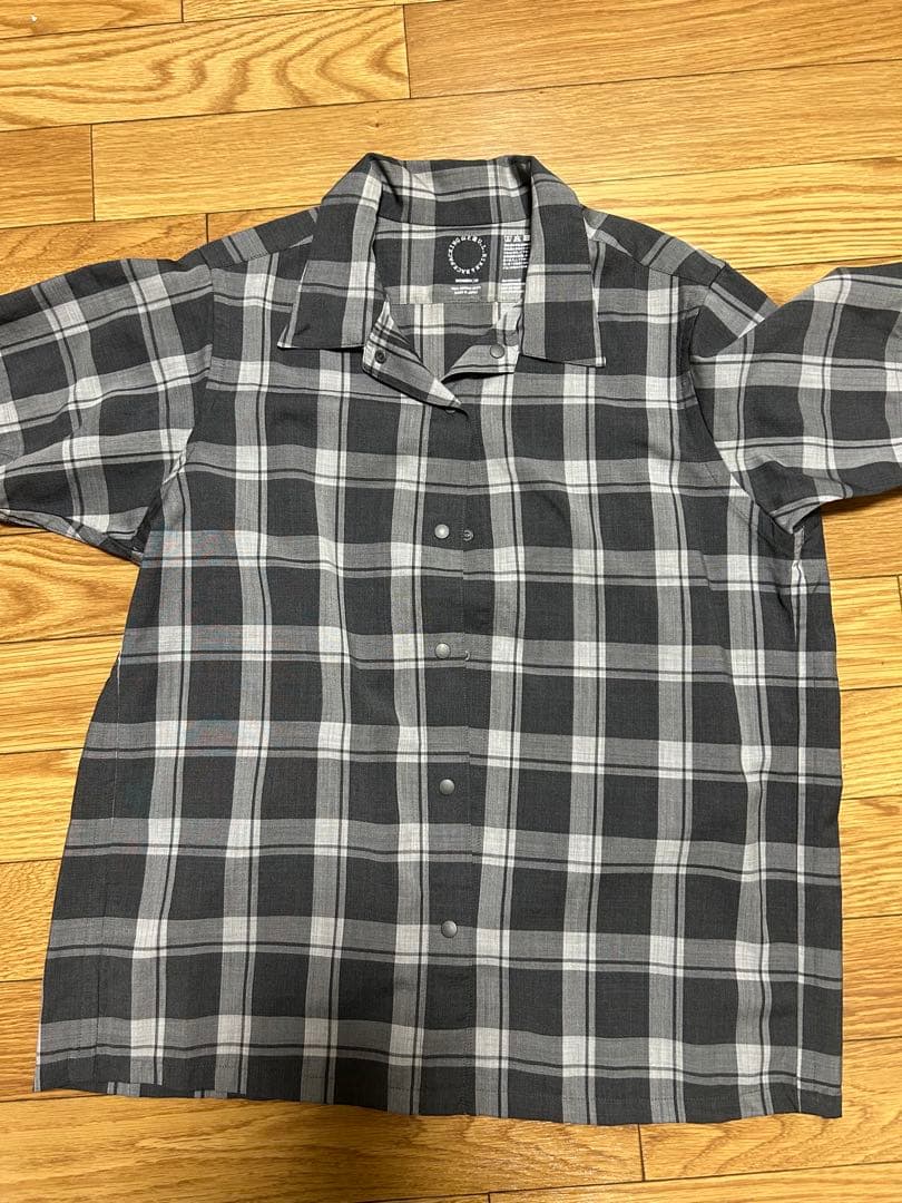 山と道　メリノショートスリーブシャツ M グレーチェック