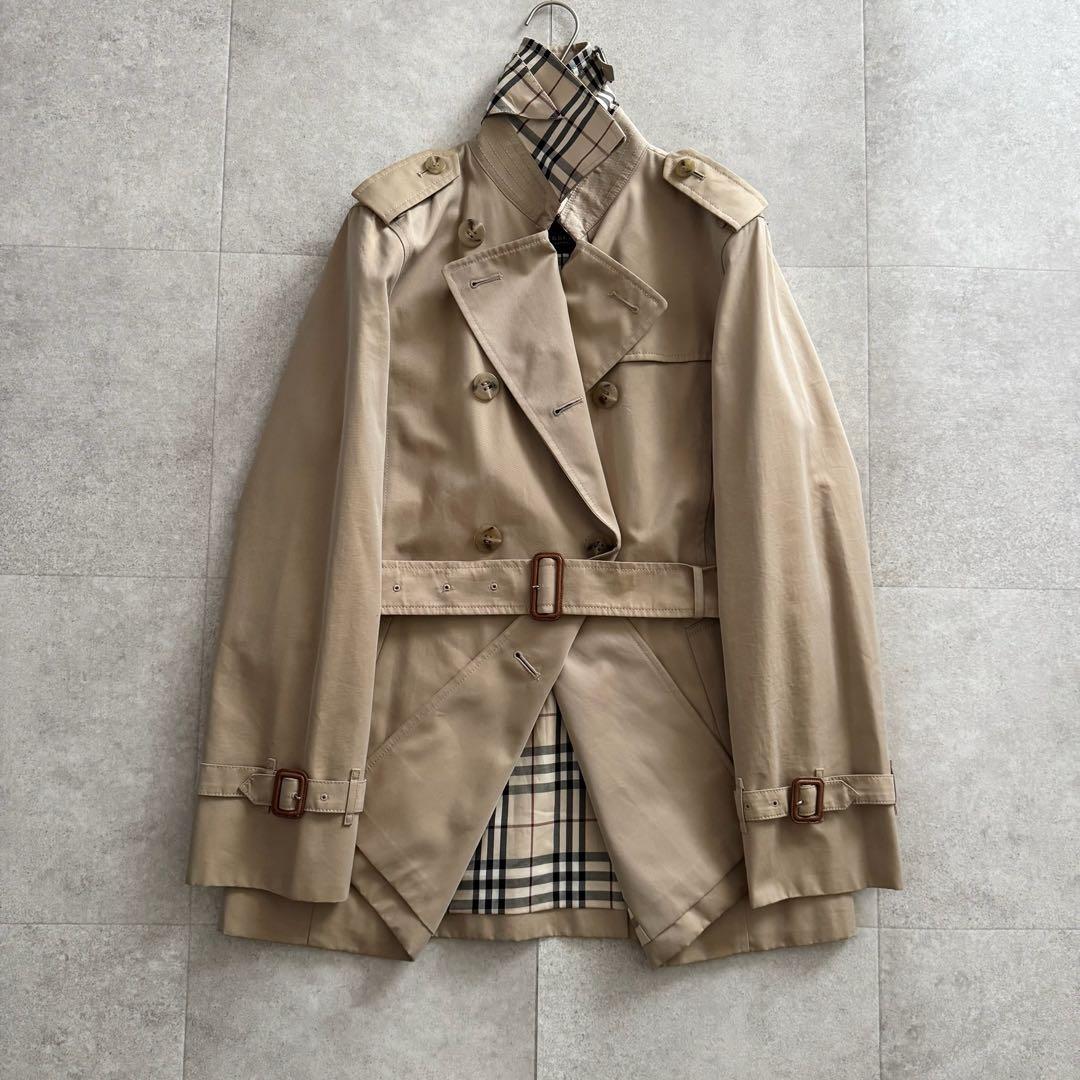 バーバリーロンドン　トレンチコート　ノバチェック　ダブル　ベージュ　11