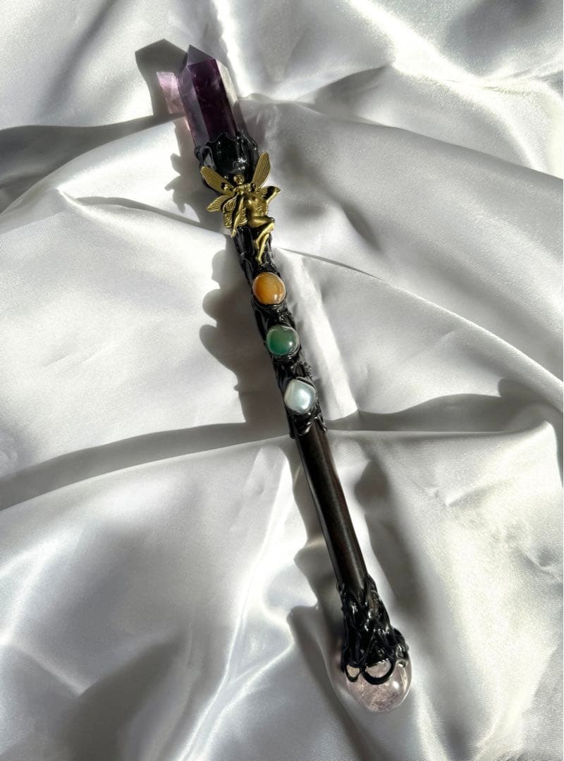 【よるくま】 天然石 アメジスト ワンド 杖 ハリーポッター