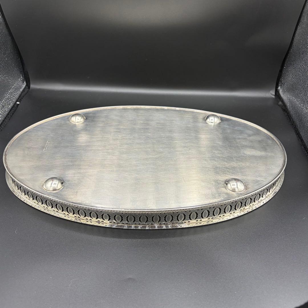 ＜英国ビンテージ＞シェフィールド　シルバートレイ　サルヴァ　銀盆　オーバル　B