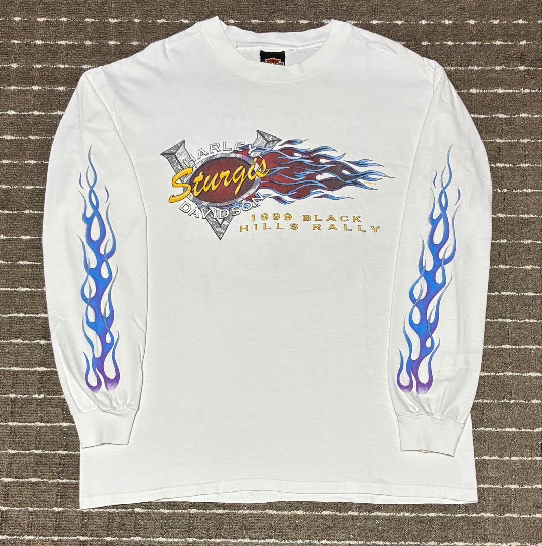 L 90s harley davidson ブルーフレイム ロンT ハーレー