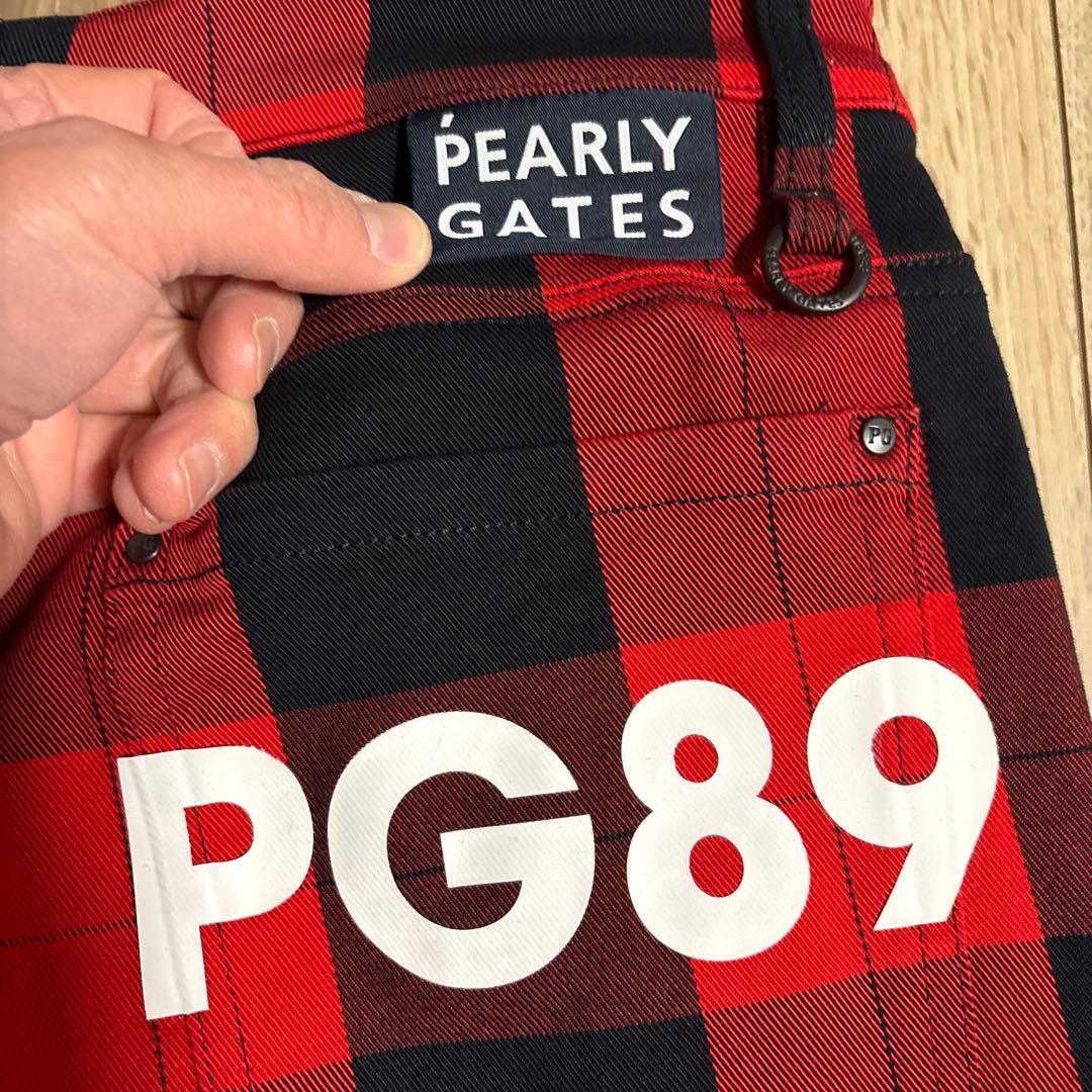 【美品】PEARLY GATES チェックパンツ レッド/ブラック