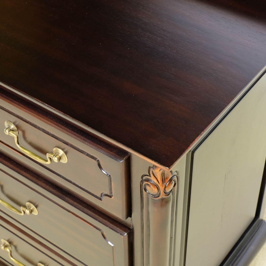 F 新品 アンティーク調 チェスト 110cm タンス リビング収納 衣類収納