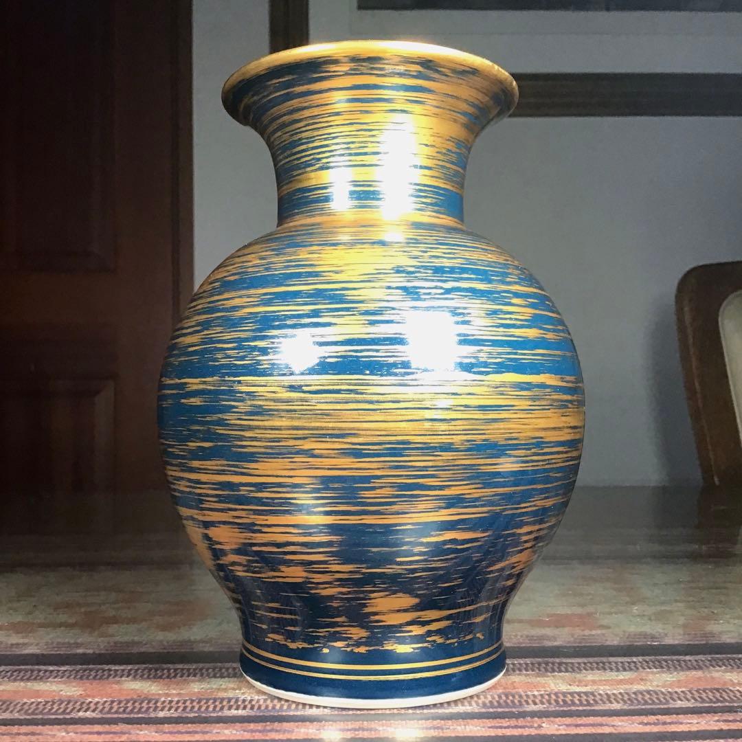 『メルうー特価』　京焼　二代目　宮永東山　『金刷毛目』　花瓶　制作No.80