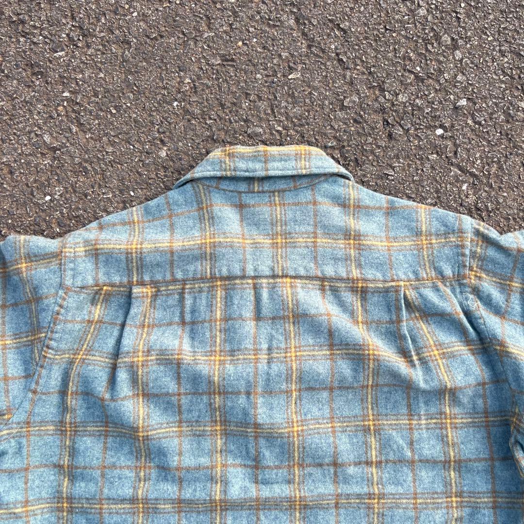 【60s】フープカラー ボックスウールチェックシャツ