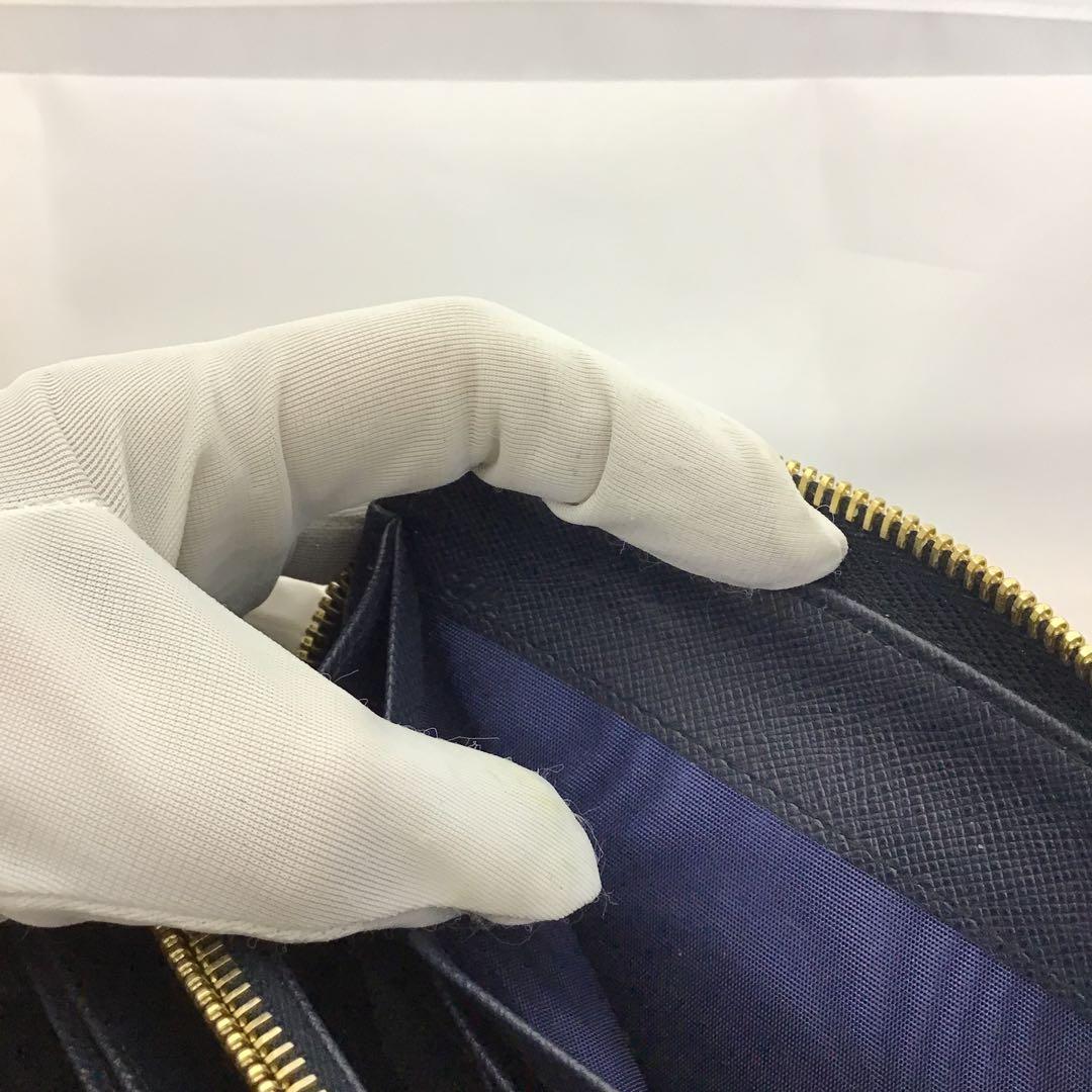 ❣️プラダPRADA❣️ネイビー サフィアーノレザー　ラウンドファスナー長財布
