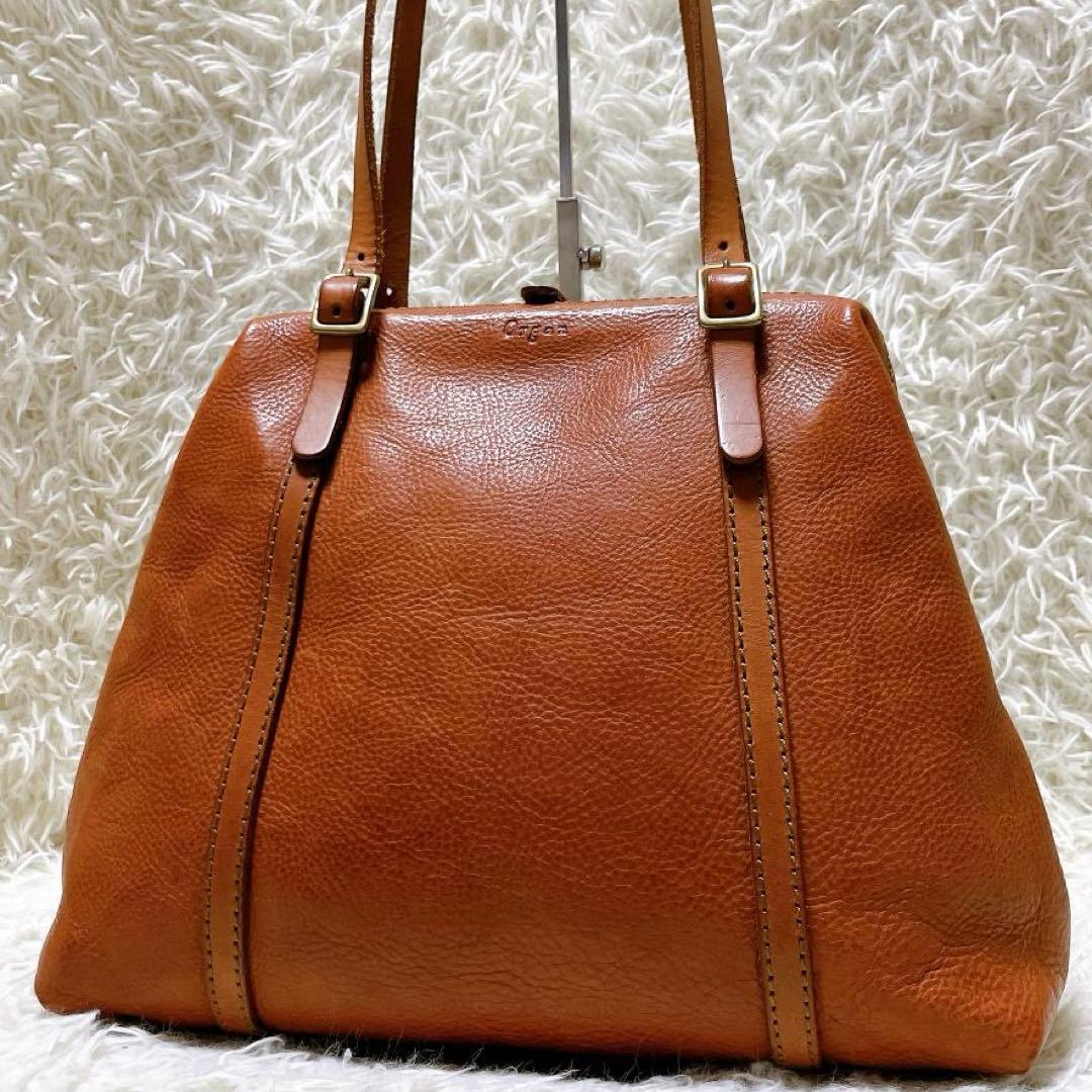 HERZ organ 口枠トートバッグ ミネルバボックス G-14 アンバー